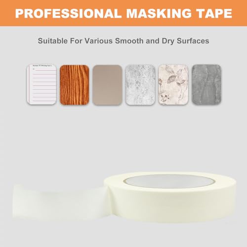 Masking Tape 1 inch 55 Yards 6 Pack Versatile Adhesive Painting Tape for General Purpose Use, Easy-Remove, Ideal for Labeling Painting,DIY, Art,Home,Office, School Total 330 Yards