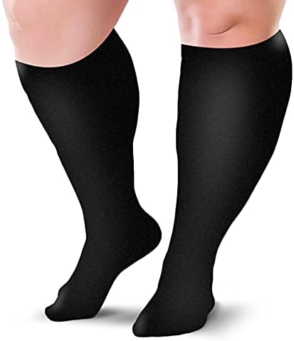 Compression Sock 20-30 mmHg for Women & Men for Wide Calf Travel, Running, Cycling Athletic, ETC Color – Black, Size - XL