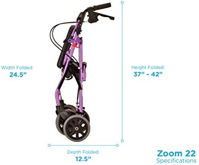 NOVA Medical Products Zoom Rollator Walker with 22" Seat Height, Purple