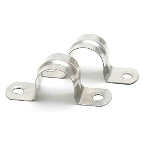 25PCS M20 (3/4 Inch) Conduit Clamps, Stainless Steel Two Hole Strap U Bracket Rigid Pipe Strip, Cable Clamp Hanger with 2 Holes Fit for 3/4 inch Pipes OD
