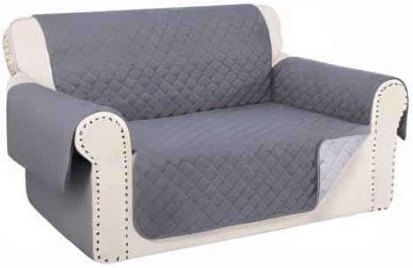 Reversible Loveseat Sofa Covers Couch Cover Furniture Protector(Loveseat Small,Dark Grey/Light Grey)