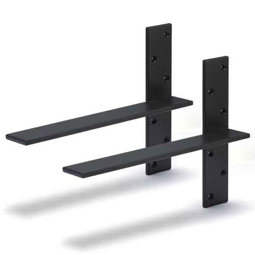 Free Hanging Countertop Support Bracket 16" Lx2.5 W 2 Pack Hidden Floating Wall Bracket 3/8" Thick Heavy Duty Shelf Bracket for Floating Bars,Bench Seats,Vanities