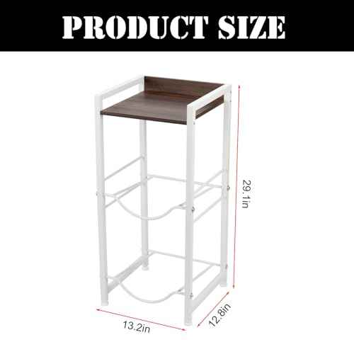 5 Gallon Water Bottle Holder with Walnut Storage Shelve, 3 Tier Water Jug Holder Water Storage Rack, Detachable Water Bottle Dispenser Stand Organizer for Office Kitchen Living Room, White
