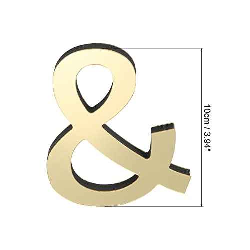 PATIKIL 3D Acrylic Alphabet Mirror Wall Stickers Symbol & Self-Adhesive Home Decor Letter Sign Art Sticker Decal for DIY Home Decoration Light Gold