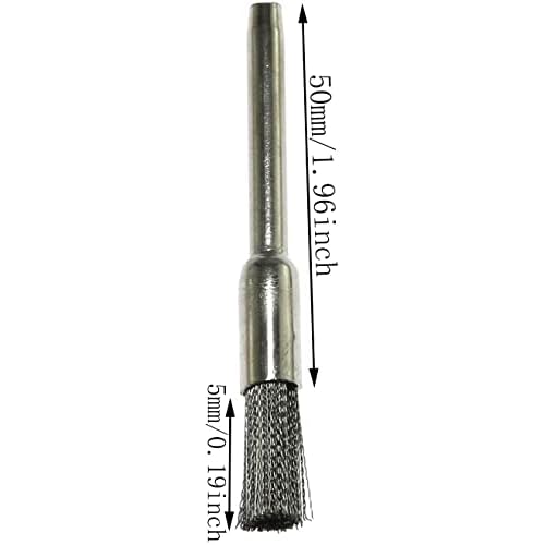 Wire Brush 15PCS Pen Shape 5mm End Brushes Stainless Steel Wire Brush 1/8" Shank for Compatible Rotary Tool