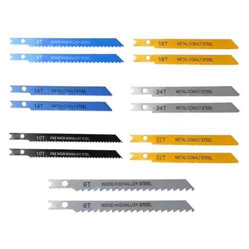 14PCS U-Shank Jigsaw Blades Jig Assortment for Wood Metal Plastic PVC Cutting Jig Saw Blade Set 6T, 8T, 10T, 14T, 18T, 24T, 32T