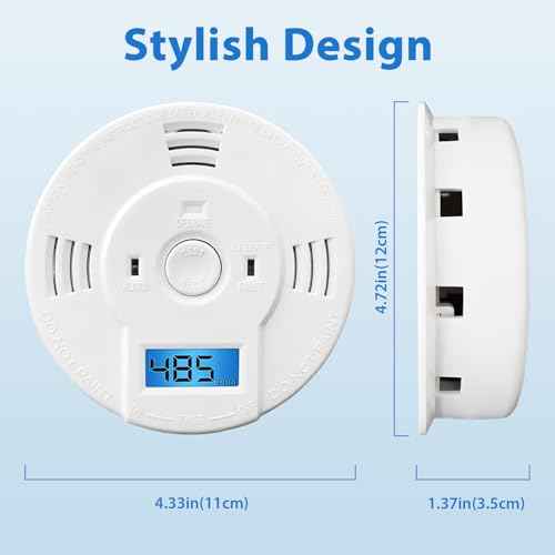 Shackcom Combination Smoke and Carbon Monoxide Detector, 5-Year Battery Smoke Alarm with LCD Display for Home, 1 Pack, White