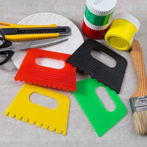 8pcs Paint Scraper Kits, 4 Styles Plastic Scraping Tools for Oil Painting, Reusable Texture Art Painting Supplies for Drawing, DIY Crafting - 4 Colors