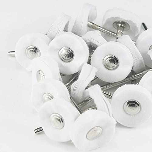 Luo ke 20 Pcs Little Buffing Wheel, 1/8 Inch Cloth Polishing Wheel for Rotary Tools Includes Dremel (White)