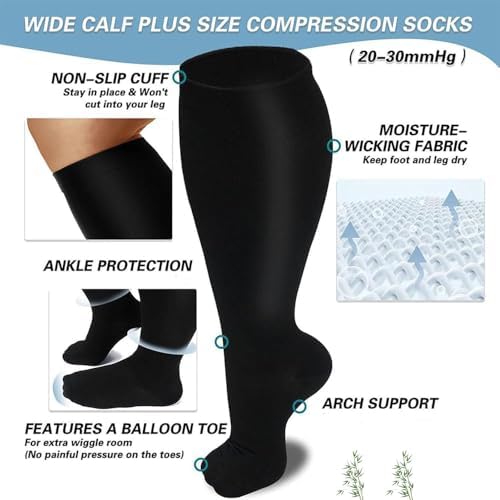 Everstride Compression Socks Women Plus Size, 2025 Compression Socks for Women Wide Calf, Everstride Socks
