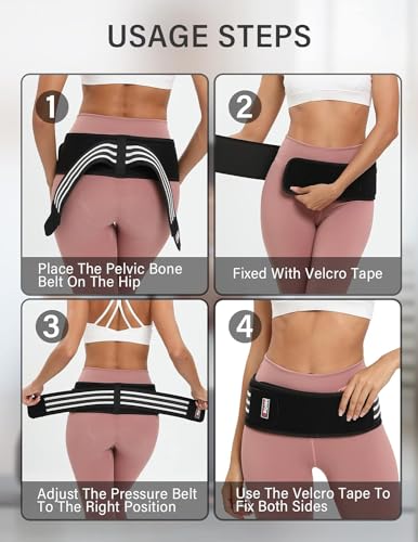 Sacroiliac SI Joint Hip Belt, Lower Back Support Brace for Men Women, Adjustable Pelvic Support Belt for Sciatica, Pelvis, Lumbar & Nerve Pain Relief Devices Trochanter Belt (Plus XL/XXL)
