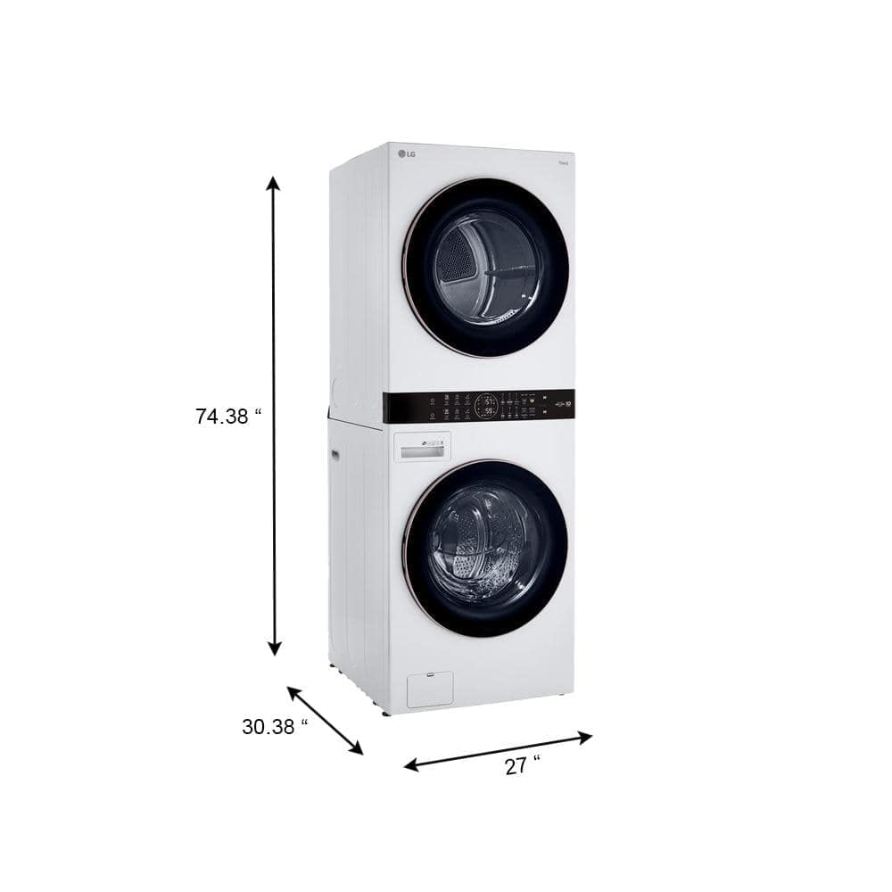 LG WKE100HWA WashTower Stacked Smart Laundry Center 4.5 Cu.Ft. Front Load Washer & 7.4 Cu.Ft. Electric Dryer in White