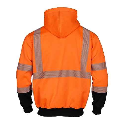 VENDACE High Visibility ANSI Class 3 Reflective Safety Fleece Sweatshirt Hoodie for Men Hi Vis Hoodies Zipper Jacket