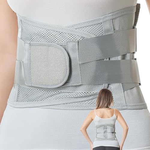 NeoTech Care Adjustable Double Pull Lumbar Brace/Lower Back Belt (Black, Size M)