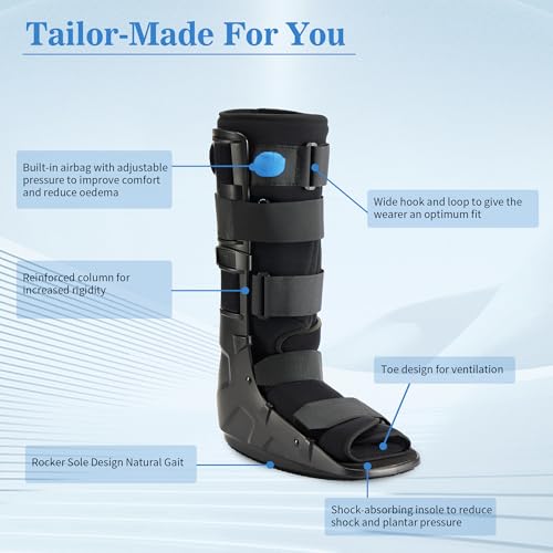 Medibot Air Cam Walker Tall Fracture Boot, Medical Recovery Walking Boot for Broken Foot, Sprained Ankle, Fractures, Adjustable Air Bladders, Universal Fit for Men & Women, Left or Right Foot(Medium)