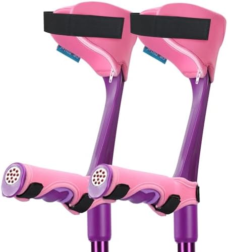 Forearm Crutches Pads(x4 Units), Elastic Crutches Padding for The Elbow, for Open Cuff Crutches, Shock Resistant Increases Walking Comfort Forearm Crutch Pads (Pink Kit) Without Crutches