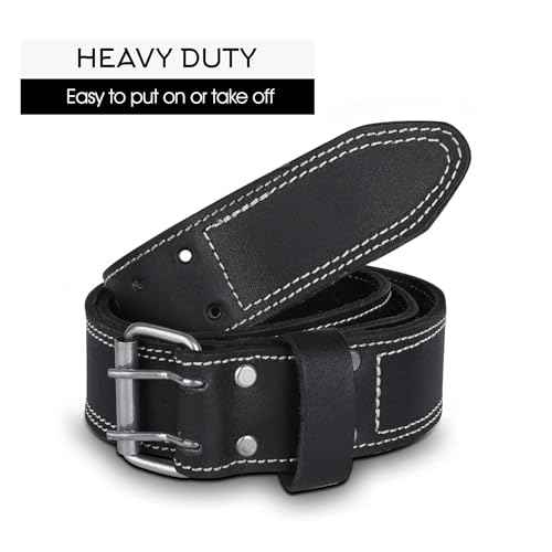 FUERI Tool Belt Heavy Duty Black Leather Utility Belts for Bags Construction Carpenters Electricians Framers Ironworkers Men Pouches Suspenders Women