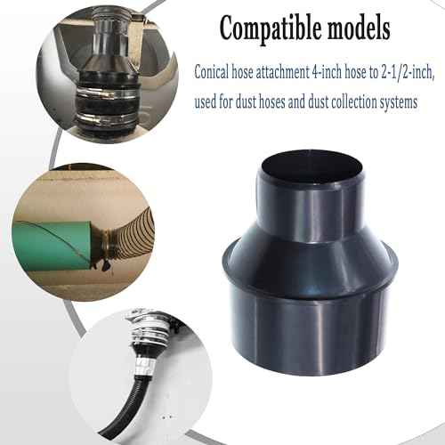 4 Inch Hose to 2-1/2 Inch Dust Collection Hose Cone Reducer Attachment for Dust Collection on Power Tool and Vacuum, Dust Collection Reducer Fitting with 2 Stainless Steel Hose Clamps