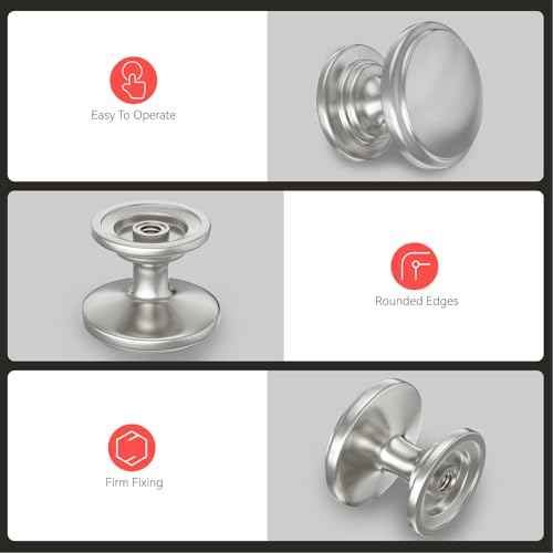 homdiy 25 Pack Brushed Nickel Cabinet Knobs Sliver Round Drawer Knob for Kitchen Cabinets Dresser Drawers Pulls Zinc Hardware Handle