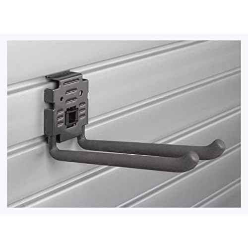 HandiWall 8" Double Hook with Locking Bracket for Tool Storage on Garage Slatwall Panels