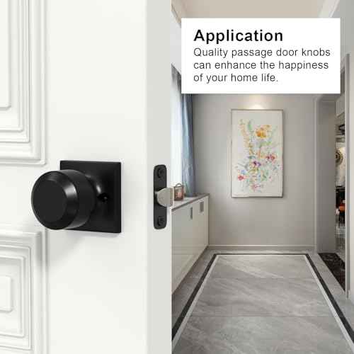 goldenwarm Matte Black Closet Door Knobs, Passage Door Knobs, Black Door Knob Interior No Lock for Closet Hallway 6 Pack