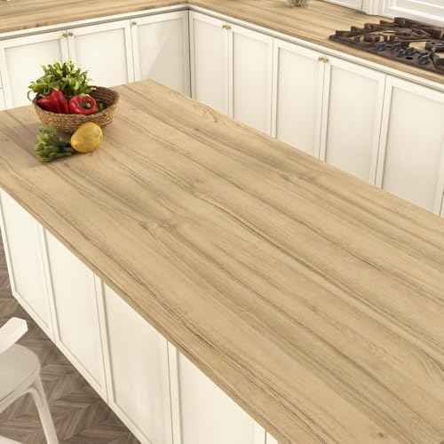 Wallderfu Light Brown Wood Wallpaper Waterproof Wood Grain Contact Paper for Countertops Removable Vintage Stick on Wallpaper for Kitchen Bathroom Wood Countertop Cabinets Liner Desk Wall 15.75"x78"