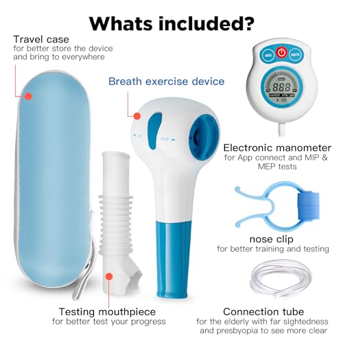 Digital Breathing Exercise Device for Lungs | Lung Trainer for Respiratory Muscle Training | Breathing Trainer for Better Breath | Lung Exerciser Device Mobile App Included