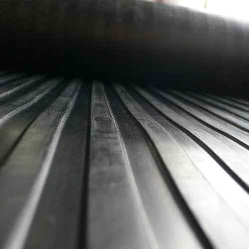 Rubber-Cal 03_167_W_WR_06 Wide Rib Corrugated Rubber Floor Mat, 1/8" Thick x 3' x 6' Roll, Black