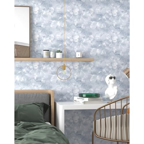 tiltil Peel and Stick Wallpaper Flower Blue and White Contact Paper Boho 17.7"x78.8" Self Adhesive Wallpaper Removable Modern Decorative Wall Paper for Bedroom Countertops Cabinet Decor Vinyl Roll