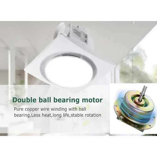 Bathroom Exhaust Fan with LED Light Ceiling Mount Ventilation Fan 90 CFM 1.0 Sones 4 Inch Duct Quiet Bathroom Vent Fan with Light Combo 5000K for Home Bath Office Hotel White (8Inches-Round)