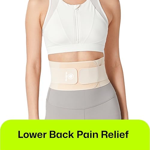 Ultra Thin Back Brace for Lower Back, Breathable Lightweight Back Brace for Women & Men, Adjustable Back Support Brace for Lower Back Pain Relief, Sciatica, Scoliosis, Herniated Disc (Beige, Medium)