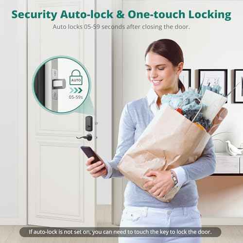 DS10 Pro Keyless Entry Door Lock with APP Control - Fingerprint Electronic Keypad Door Lock, Smart Locks for Front Door, Auto-Lock & One Touch Locking with Bluetooth - Matte Black