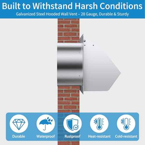 6 Inch Hooded Wall Vent with Screen and Damper,Wall Exhaust Vent Cover Cap,Dryer Vent Cover Outside,External Extractor Wall Vent Hood for House Kitchen Range Hood Air Ventilation White
