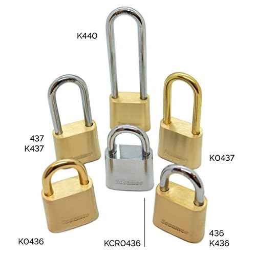 Sesamee K436 4 Dial Bottom Resettable Combination Brass Padlock with 1-Inch Hardened Steel Shackle and 10000 Potential Combinations