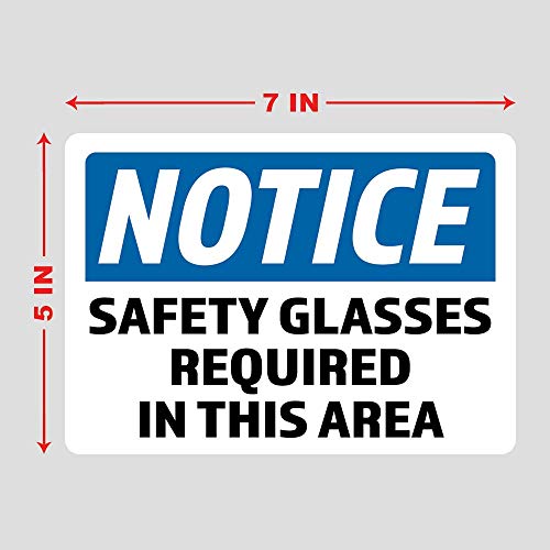 2-Pack Notice Safety Glasses Required in This Area Vinyl Decal Sticker | 7-Inch by 5-Inch | Laminated with UV Protective Laminate | PD2738