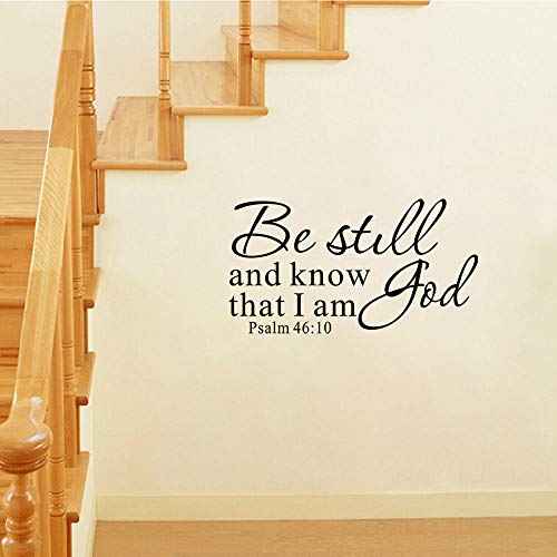 Be Still and Know That I am God Psalm 46:10 Wall Decal Bible Scripture Vinyl Stickers, Removable Religious Art DIY Inspirational Quotes Sticker Mural for Bedroom Living Room Office Home Decoration