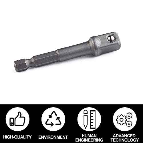 5 Pieces Impact Adapter Square Socket Adapter, 1/4" Hex Shank to 3/8" Square Socket Bit, Extension Socket Driver Bits Impact Socket Adapter for Automotive DIY