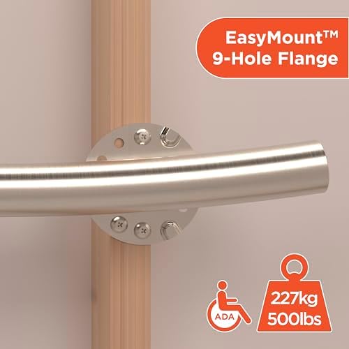 HEALTHCRAFT (2X Pack) Wave Decorative Grab Bars, ADA Compliant Bathroom Safety Bars for Seniors, Wall-Mounted, Supports Up to 500 lbs (Left & Right) (Brushed Stainless Steel, 24 Inch)