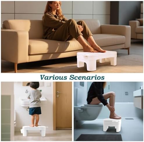 Height Adjustable Poop Stool, 6.3 in Non-Slip & Massageable Toilet Stool Squat Adult with Storage Box, Multi-Functional Portable Potty for Adults, Kids, The Elderly, Pregnant Women, Detachable