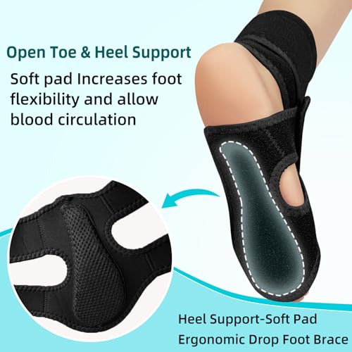 AFO Foot Drop Brace for Walking, Plantar Fasciitis Night Splint, Ankle Foot Orthosis, Drop Foot Brace w/Arch Support Relief Pain for TBI, ALS, MS Stroke, Fracture, Spinal Cord Injury Right