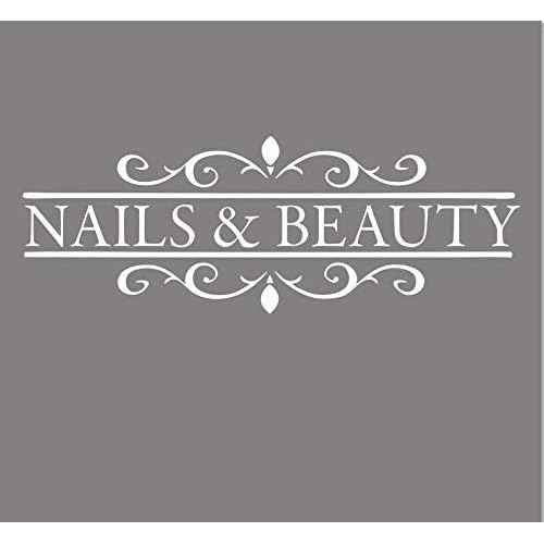 Beauty Salon Wall Sticker ? Nails & Hair Polish Bar Vinyl Art, Removable Window Mural Decor for Hair and Nail Salon, Stylish Interior Art for Beauty Shops LY1259 (White)