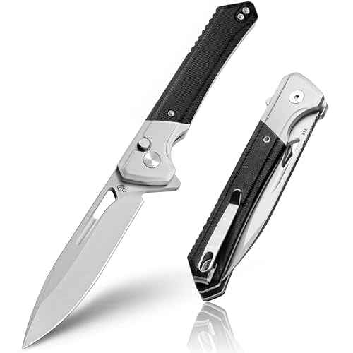 NedFoss ELF II Pocket Knife, 3.3" 14C28N Blade Button Lock EDC Knife with G10 Handle, Flipper Open, Reversible Deep Carry Pocket Clip, Lightweight Slim Utility Folding Knives for Men Women