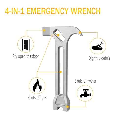 Gas & Water Shut-Off Tool, 4-in-1 Gas Shut-Off Wrench Fire Fighter Gear/Non-Sparking Pry Bar for Emergency Shut-Off Of Gas And Water 2 Pcs