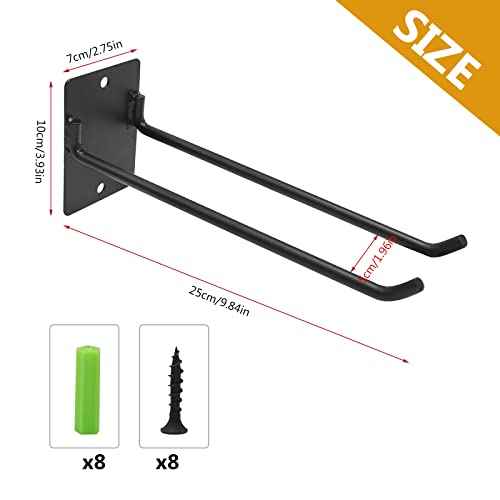 4PCS Garage Storage Hooks (Hook Length: 9.84"/25cm) Wall Mount Garage Storage Organizer Steel Hooks Application for Shovels, Rakes, Garage Tools, Garden Tool