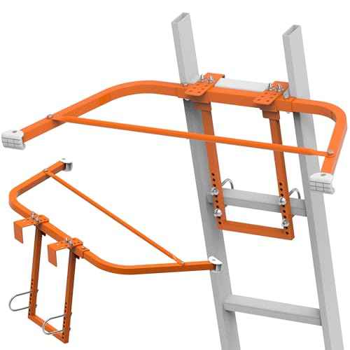 Ladder Stabilizer for Roof Gutter Guard £¦Wall,Extended Ladder Crane Stabilizer Accessory,Steel Ladder Stand-Off Wing Span/Wall Ladder Standoff with Non-Slip Rubber Bottom pad. (Orange-Steel)