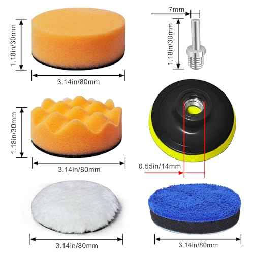Buffing Sponge Pads, 3 Inch Polishing Pads, 14PCS Detail Polishing Kit, Car Polishing Foam Wool Pads Wax Buffer Polisher Attachment with M14 Thread Backing Pad Adapters for Waxing