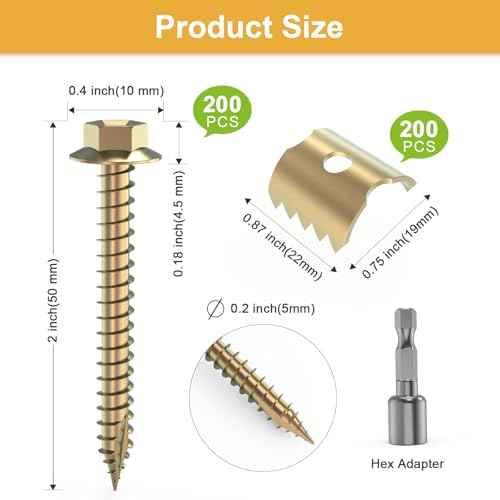 200 Pcs 2'' Fence Staples, Reusable Fasteners with Wire Fixer, Nails for Wire Mesh and Woven Fencing, Quickly Install Screws with Cordless Drill
