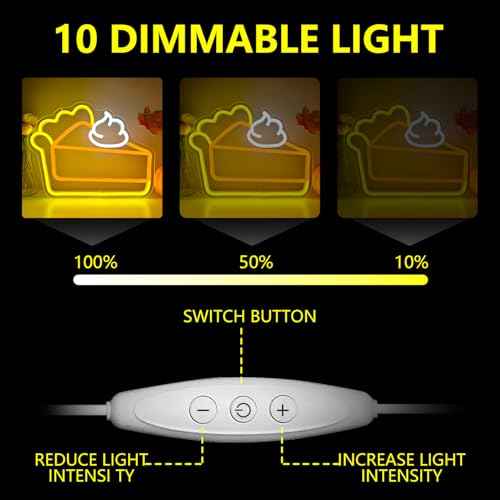 Thanksgiving Pumpkin Pie Neon Sign for Wall Decor Thanksgiving Decorations Pumpkin Led Sign Dimmable Cake Neon Light Up Sign for Business Pie Party Decorations Restaurant Coffee Fireplace Fall