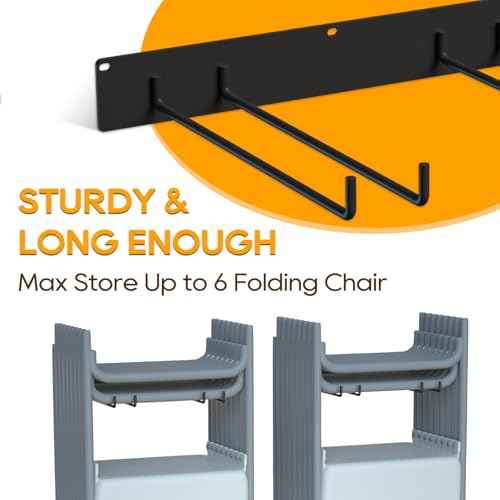 Folding Chair Storage Rack ? Heavy-Duty Wall Mount Hanger for Garage, Yard, Lawn Chairs ? Solid Metal, Holds 240 lbs ? Space-Saving Organizer for Camping & Beach Chairs (2)