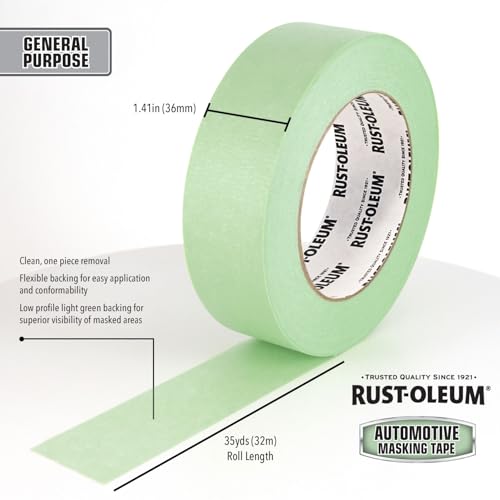 IPG Rust-Oleum Green Automotive Masking Tape, Light Green, 1.41" x 35yd, Single Roll